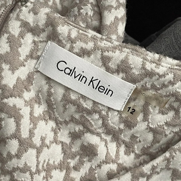 Calvin Klein Fit & Flare Midi Animal Print Back Zip Dress Size 12 - Picture 4 of 6